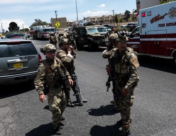 Law enforcement agencies respond to an active shooter at a Walmart near the Cielo Vista Mall in El Paso, Texas, on Saturday. (Joel Angel Juarez/AFP/Getty Images)