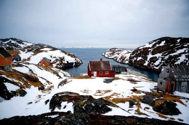 The capital of Greenland is also its largest city — Nuuk has a population of about 18,000. Aqqusinersuaq Road (above) leads into the city center. (John W. Poole/NPR)