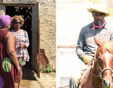Strawberry Mansion residents (left) are abuzz about Idris Elba in their neighborhood (right) (Left: Michaela Winberg/Billy Penn; Right: HughE Dillon/Philly Chit Chat)