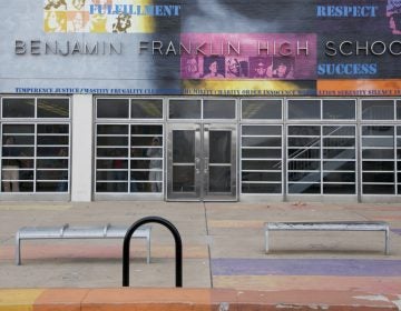 This file photo shows the Benjamin Franklin High School located on North Broad Street. The building will now house both Benjamin Franklin High School and the Science Leadership Academy. The first day of school is delayed due to lingering construction (Nathaniel Hamilton For WHYY, file)