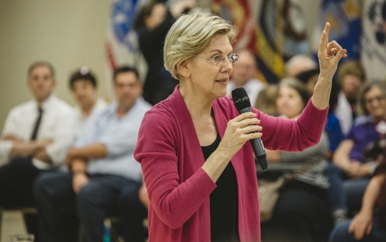 Elizabeth Warren at a campaign stop at the AMVETS in Chillicothe, Ohio, on May 10. Warren released her plan to combat gun violence on Saturday. (Andrew Spear for NPR)