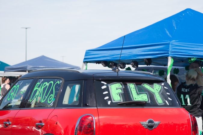 Green as far as the eye can see at the tailgate for the Eagles' season opener on Sept. 8, 2019. (Emily Cohen for WHYY)