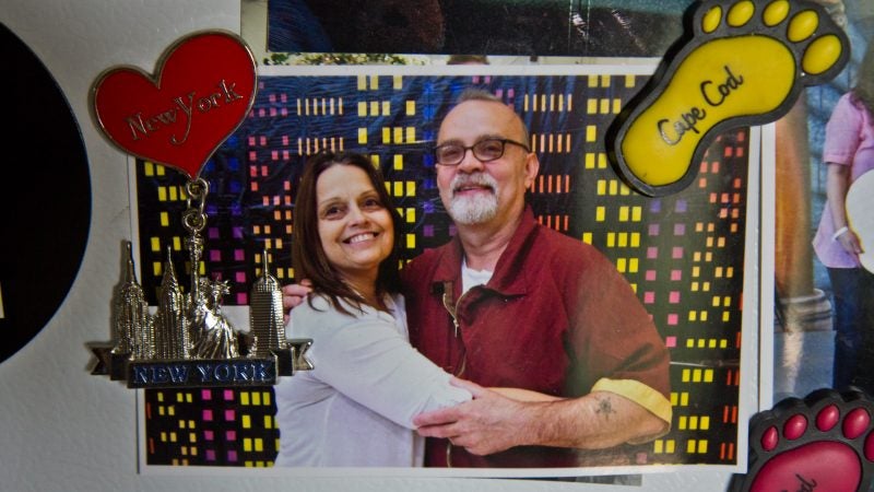 Joanne Schilk-Bierman and her brother Tom Schilk from a visit to her oldest brother Tom Schilk, who’s serving a life sentence in prison. (Kimberly Paynter/WHYY)