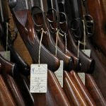 Rifles for sale at Bob's Little Sport Shop in Glassboro. (Emma Lee/WHYY)