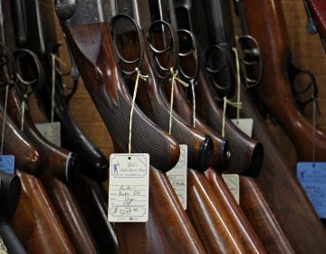 Rifles for sale at Bob's Little Sport Shop in Glassboro. (Emma Lee/WHYY)