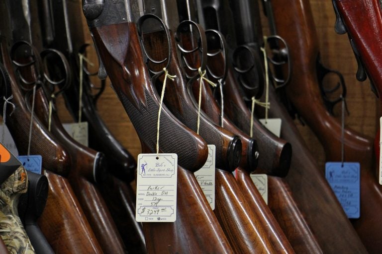 Rifles for sale at Bob's Little Sport Shop in Glassboro. (Emma Lee/WHYY)