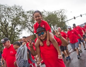 Communications Workers of America march in Philadelphia’s 2019 Labor Day Parade. (Kimberly Paynter/WHYY)