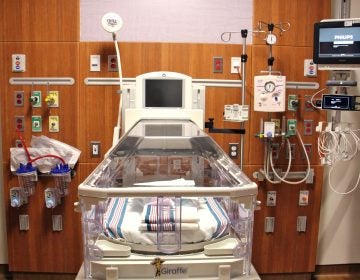 The newborn station in the new labor, delivery, recovery, and postpartum rooms at nemours is equipped to allow critically ill newborns stay with their mothers in the hours after birth. (Emma Lee/WHYY)