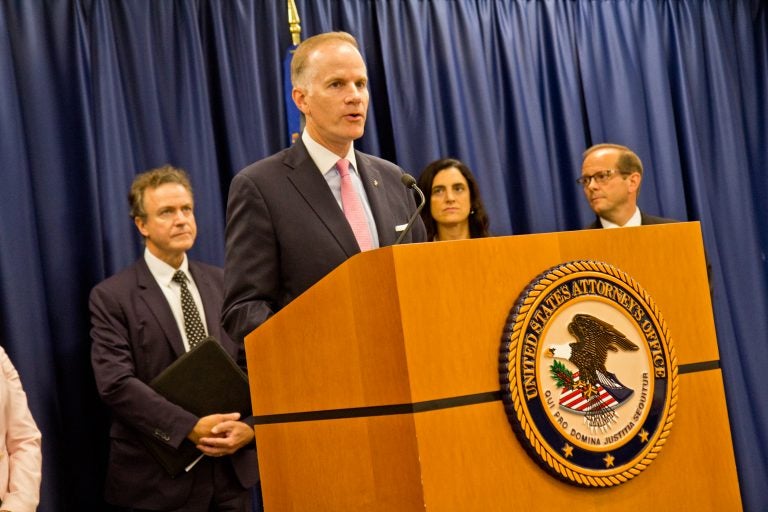 U.S. Attorney William McSwain announces the charges against Jeffrey Blackwell (Kimberly Paynter/WHYY)