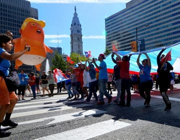 Puerto Ricans from the region came together two years after Hurricane Maria caused massive devastation on the island at a rally and march on the Parkway. (Bastiaan Slabbers for WHYY)