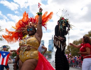 Joya Ellis participates in the 57th annual Puerto Rican Day Parade in Philadelphia. (Kriston Jae Bethel for WHYY)