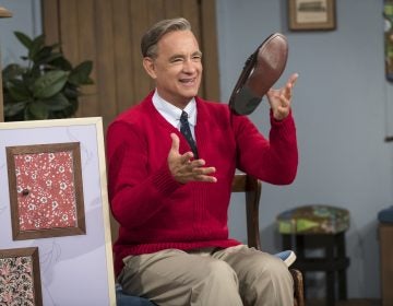 This image released by Sony Pictures shows Tom Hanks as Mister Rogers in a scene from 'A Beautiful Day In the Neighborhood,' in theaters on Nov. 22. (Lacey Terrell/Sony-Tristar Pictures via AP)