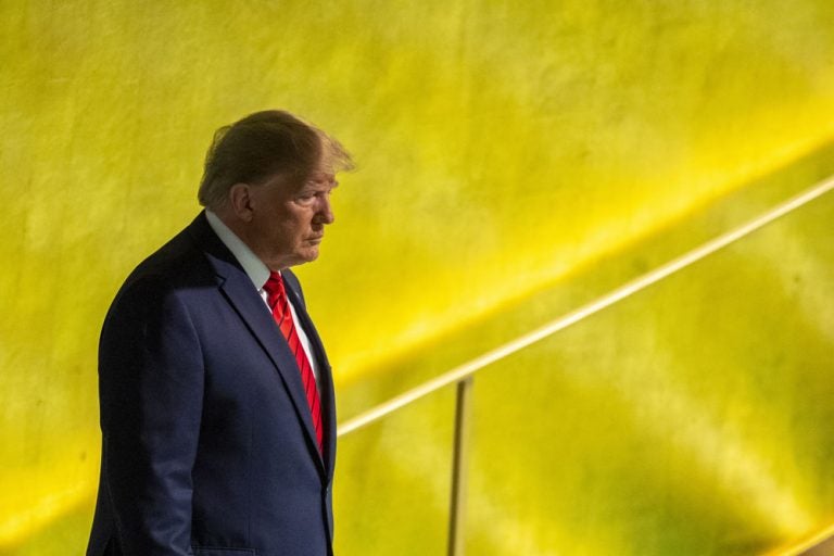 U.S. President Donald Trump arrives to address the 74th session of the United Nations General Assembly at U.N. headquarters Tuesday, Sept. 24, 2019. (Mary Altaffer/AP Photo)