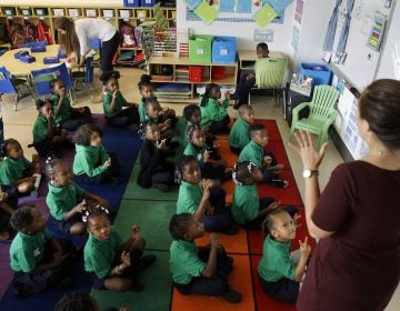 A kindergarten teacher and her students at KIPP Thrive Academy, are pictured in this file photo, Wednesday, Sept. 9, 2015, in Newark, N.J. (Mel Evans/AP Photo)