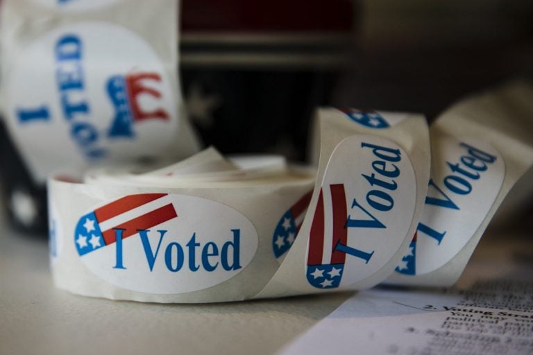 Stickers are placed out for voters at a polling place on Nov. 6, 2018. (Matt Rourke/AP Photo)