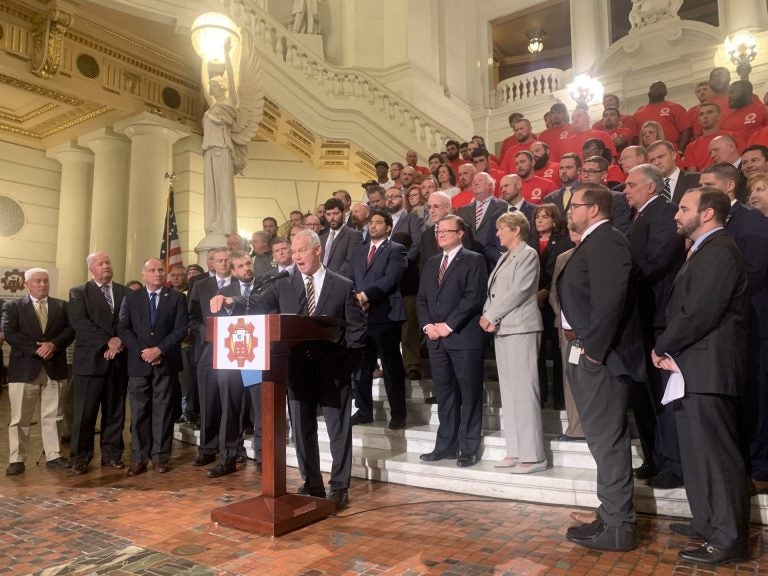 House Republicans assembled Wednesday to announce plans for a concerted push to pass a package of pro-energy industry bills.
(Katie Meyer/WITF)