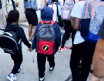 Philadelphia students arrive for the first day of school, 2019. (Kimberly Paynter/WHYY)