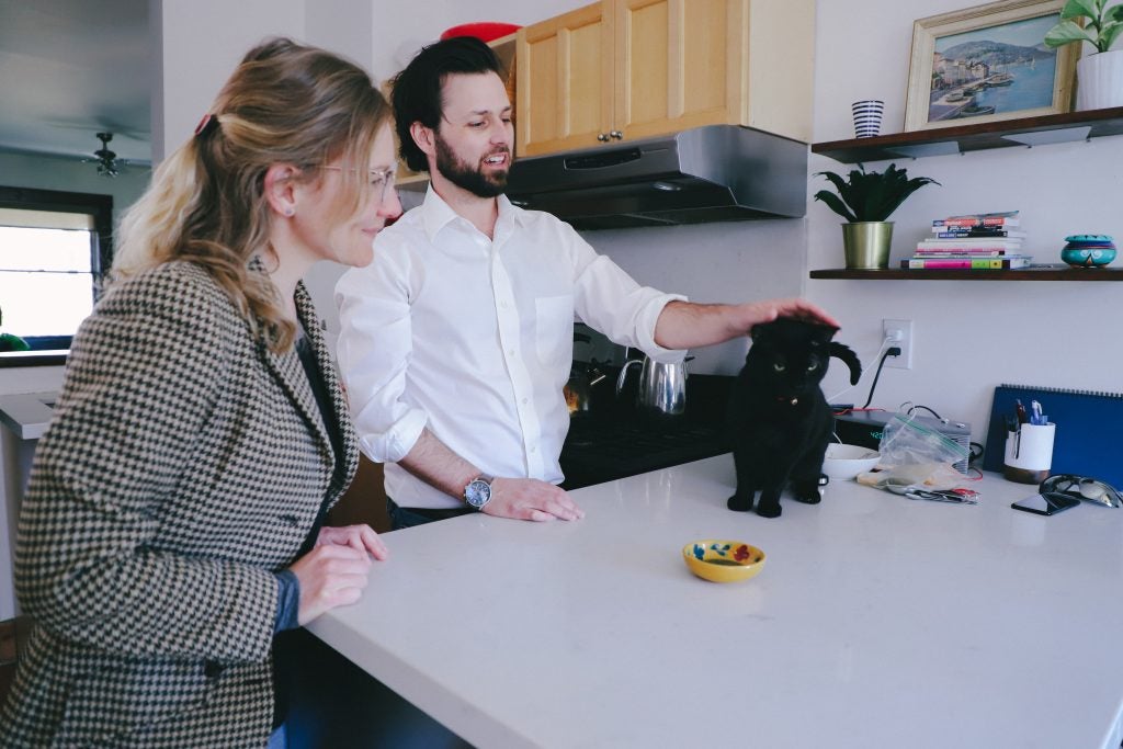 Because Animals co-founder Joshua Errett's cat Frankie was one of the first to try the prototype cat treat, made with lab grown mouse meat. (Photo provided by Because Animals.)