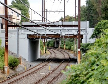 SEPTA and the city have just finished a $7.3 million rebuild of the Woodland Avenue Bridge, first constructed in 1920. (Emma Lee/WHYY)