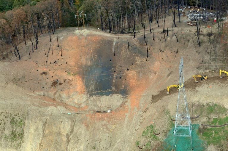 The site of the Revolution Pipeline explosion that occurred in September 2018. (Marcellus Air)