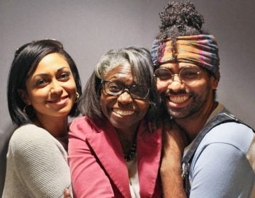 At StoryCorps in Baltimore last month, retired Col. Denise Baken (center) told her children, Christian Yingling and Richard Yingling, about the discrimination she faced as a black woman in the Army. (Emilyn Sosa for StoryCorps)