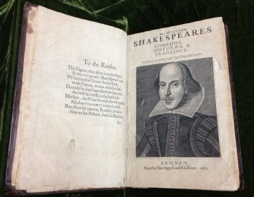 A copy of a nearly 400-year old folio of plays by William Shakespeare in the Rare Book Department of the Free Library was found to have notes scribbled in the margins by the 17th century poet who wrote 'Paradise Lost,' John Milton. (Courtesy of the Free Library)