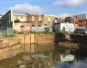 Residents were kayaking on this 'pool' that formed in a construction ditch COURTESY JORDAN BAUMGARTEN
