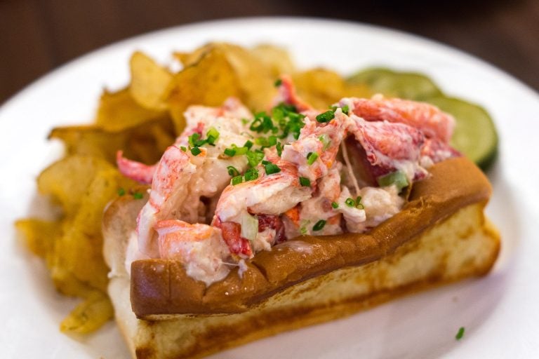 Lobster roll at Oyster House. (Danya Henninger/Billy Penn)