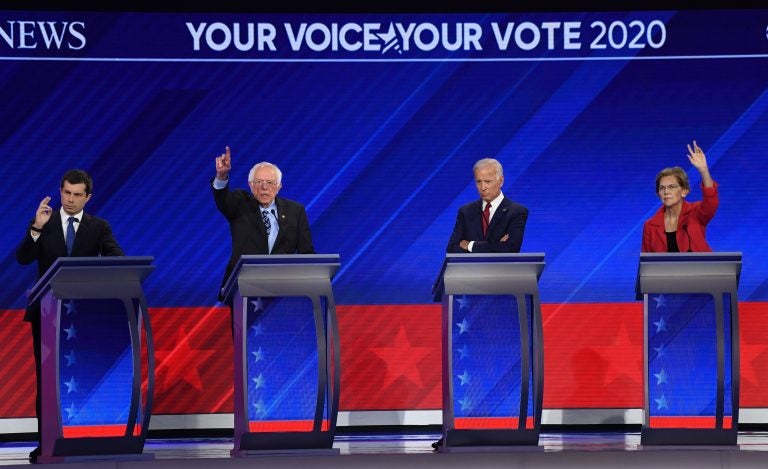 In Houston on Thursday, Democratic presidential hopefuls Mayor Pete Buttigieg, Sen. Bernie Sanders, former Vice President Joe Biden and Sen. Elizabeth Warren participate in the third Democratic primary debate of the 2020 presidential campaign season.