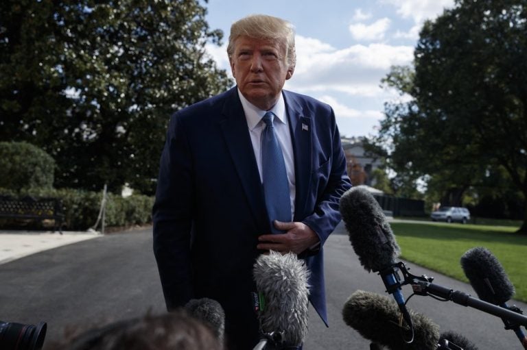 President Donald Trump talks to reporters on the South Lawn of the White House, Friday, Oct. 4, 2019, in Washington. (Evan Vucci/ AP Photo)