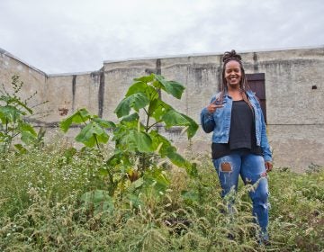 Rashida Ali-Campbell on her lot on N 41st St. (Kimberly Paynter/WHYY)