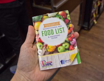 A 2018-19 WIC food guide at a supermarket in South Philadelphia. (Kimberly Paynter/WHYY)