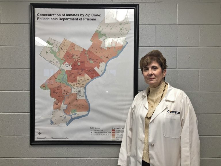 Debra D'Aquilante, an infectious disease specialist at Corizon Health, is heading the new hepatitis C treatment effort at the Philadelphia Department of Prisons. (Nina Feldman/WHYY)