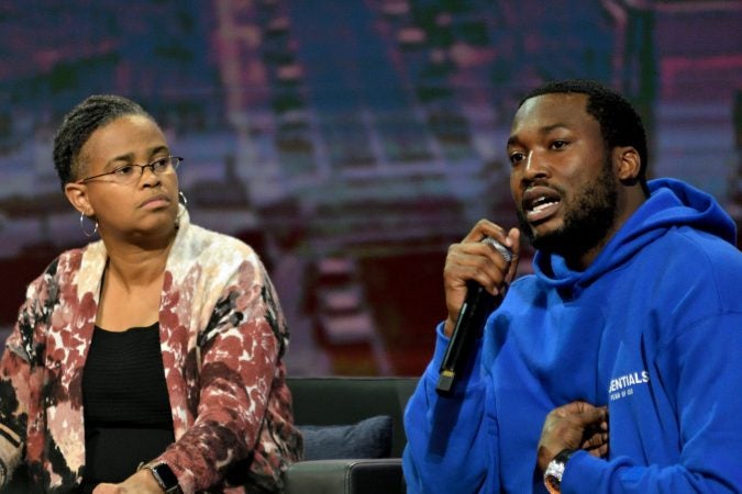 Meek Mill at the Players Coalition Town Hall on Policing in Philadelphia.(Bastiaan Slabbers for WHYY)