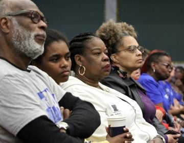 Audience members at Philadelphia City Council listen to testimony on a bill that would guarantee legal counsel to those facing eviction. (Emma Lee/WHYY)