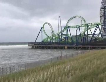 A beach in Seaside Heights is completely submerged during the Thursday evening high tide. (Photo courtesy of Penny Ferone/Jersey Shore Hurricane News)