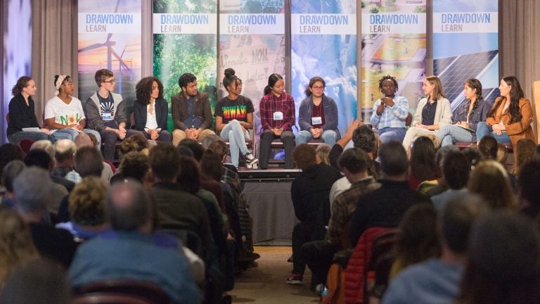 Fourteen-year-old Jaysa Mellers speaking during the panel discussion among youth climate activists at the Drawdown Learn Conference.
(Courtesy of Omega Institute for Holistic Studies)