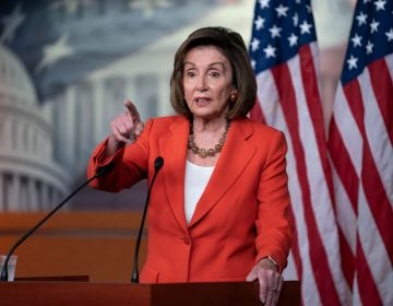 Speaker of the House Nancy Pelosi, D-Calif., talks to reporters just before the House vote on a resolution to formalize the impeachment investigation of President Donald Trump, in Washington, Thursday, Oct. 31, 2019. (AP Photo/J. Scott Applewhite)