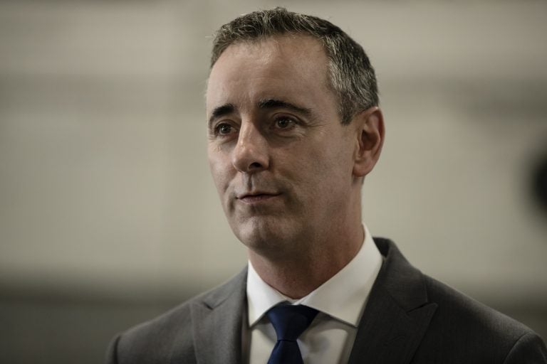 Rep. Brian Fitzpatrick, R-Pa., speaks during a campaign event at the Load Rite Trailers manufacturing facility in Fairless Hills, Pa., Monday, Sept. 17, 2018.