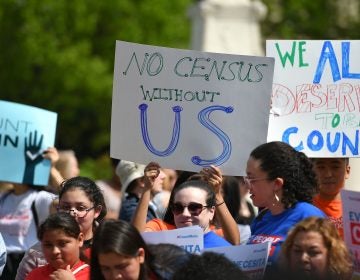 Demonstrators rally in Washington, D.C., in April to protest the Trump administration's efforts to add to 2020 census forms a citizenship question, which has since been blocked by the courts. (Mandel Ngan/AFP/Getty Images)