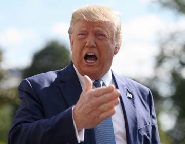 President Trump speaks to reporters outside the White House on October 4. The White House sent a letter to House Democrats saying they would not cooperate with requests as part of their impeachment inquiry. (Andrew Caballero-Reynolds/AFP via Getty Images)