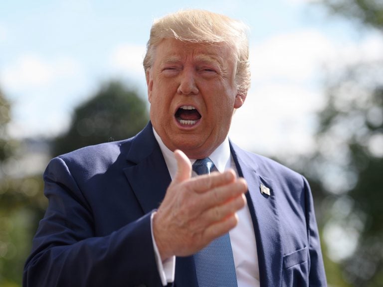 President Trump speaks to reporters outside the White House on October 4. The White House sent a letter to House Democrats saying they would not cooperate with requests as part of their impeachment inquiry. (Andrew Caballero-Reynolds/AFP via Getty Images)