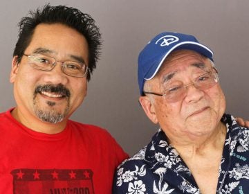 Father and son artists, Vince Ito (left) and Willie Ito, at their StoryCorps interview in Los Angeles last month. (Rochelle Hoi-Yiu Kwan/StoryCorps)