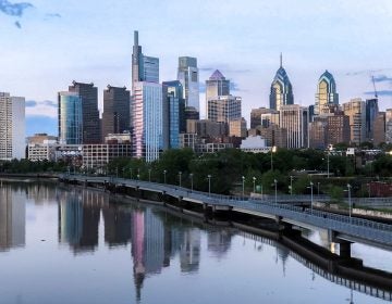 Philly skyline above the Schuylkill Banks Boardwalk (Danya Henninger/Billy Penn)