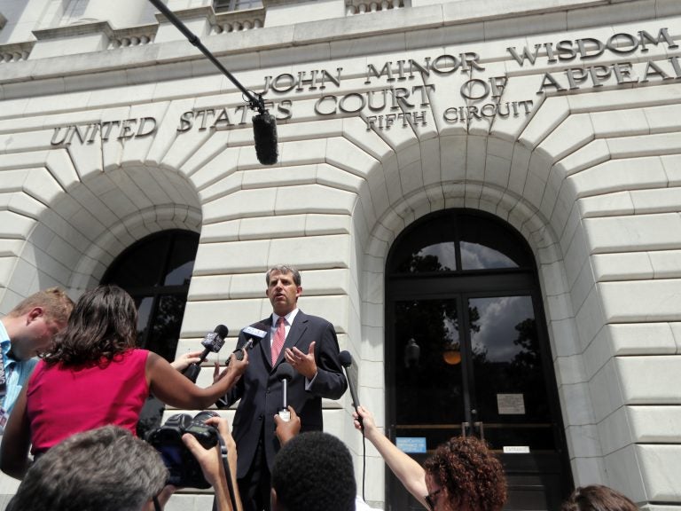 The latest challenge to the Affordable Care Act, Texas v. Azar, was argued in July in the 5th Circuit Court of Appeals. Attorney Robert Henneke, representing the plaintiffs, spoke outside the courthouse on July 9.
(Gerald Herbert/AP)