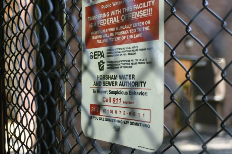 Detailed view on the newly installed system to filter out PFAS Forever Chemicals at Well #2 of the Horsham Water and Sewer Authority facility in Horsham, Pa., on August 22, 2019. (Bastiaan Slabbers for WHYY)