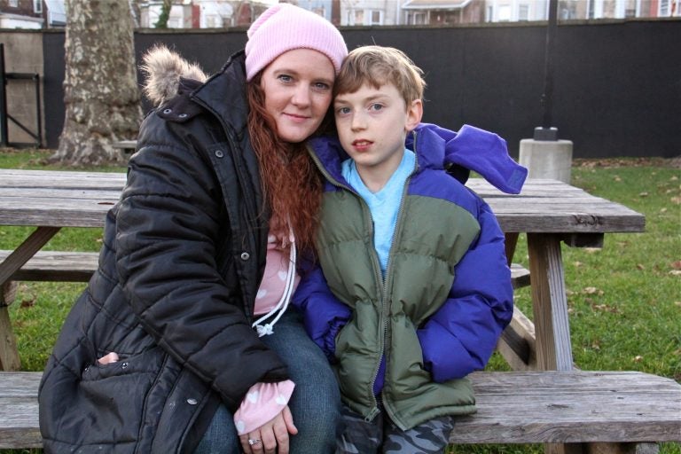 Susann Schofield, 39, and her son Brice, 11,  will be affected by the USDA's proposal to reduce SNAP benefits (Emma Lee/WHYY)