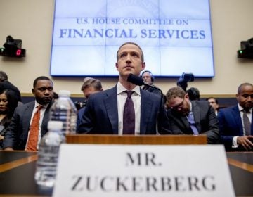 In this Oct. 23, 2019 photo, Facebook CEO Mark Zuckerberg arrives for a House Financial Services Committee hearing on Capitol Hill in Washington. (Andrew Harnik/AP Photo)