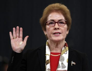 Marie Yovanovitch Former U.S. Ambassador to Ukraine Marie Yovanovitch is sworn in to testify to the House Intelligence Committee on Capitol Hill in Washington, Friday, Nov. 15, 2019, during the second public impeachment hearing of President Donald Trump's efforts to tie U.S. aid for Ukraine to investigations of his political opponents. (Andrew Harnik/AP Photo)