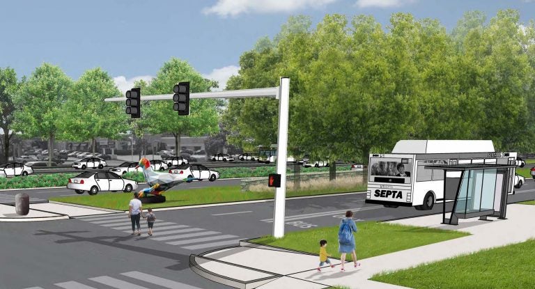 An artist's rendering of the BAT lanes planned for Roosevelt Boulevard. (City of Philadelphia)